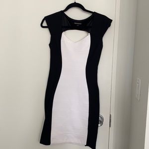 Stretchy Mid, black and white express dress